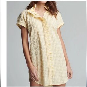 Sundays Yellow Gingham Monroe Shirt Dress XS